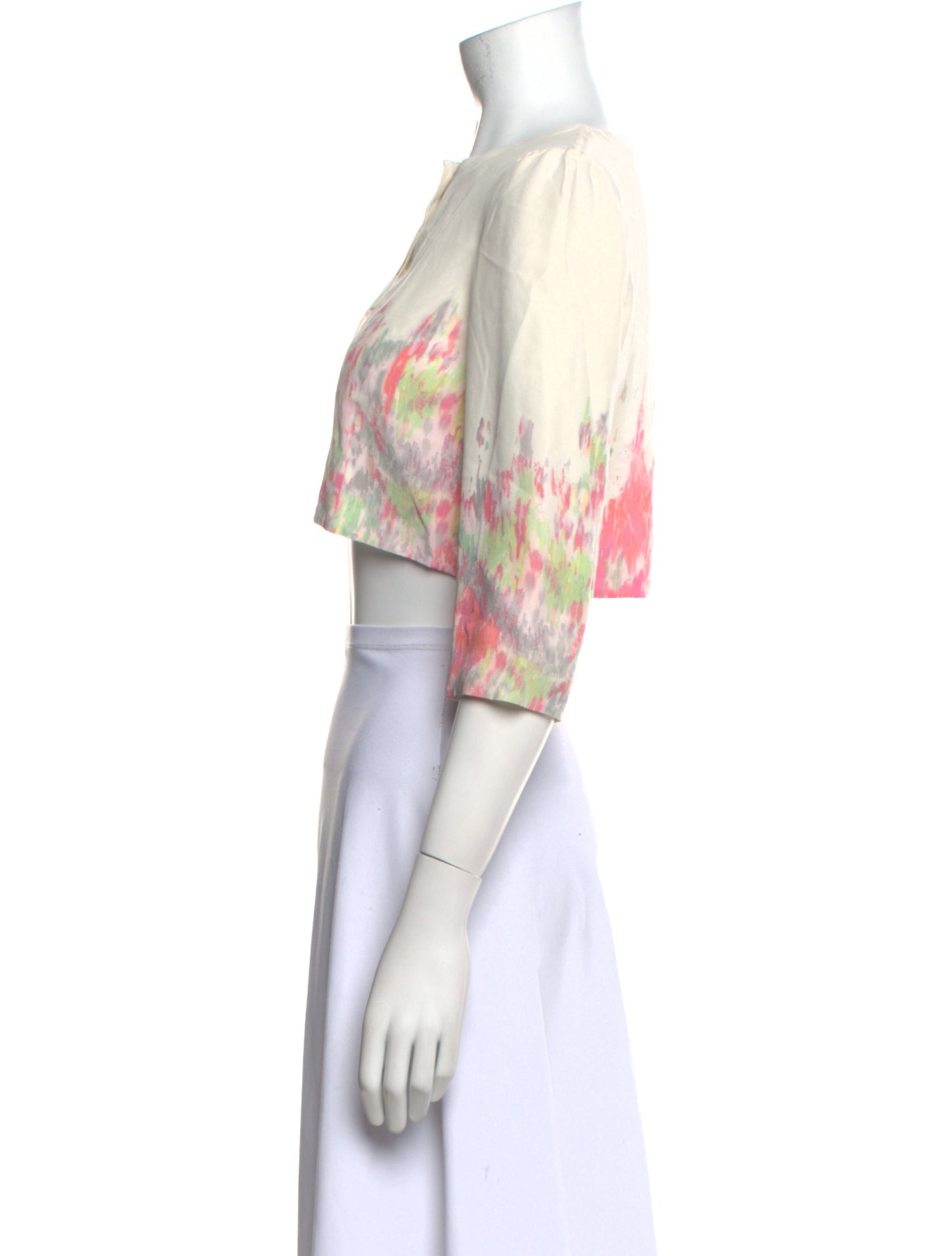 Alessandro Dell'Acqua Silk Floral Print Crop Top